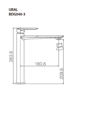 Ural Single Handle Shower URAL Series Chrome Finish, view 3