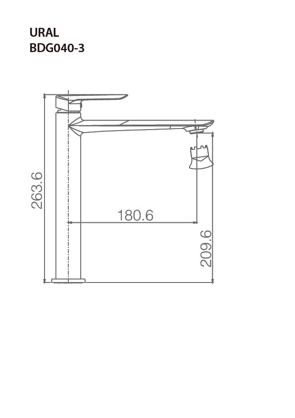 Ural High Basin Mixer Ural Series Chrome Finish, view 3
