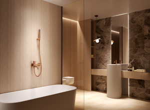 Génova Brushed Rose Gold Single Lever Bath and Shower Kit, view 2