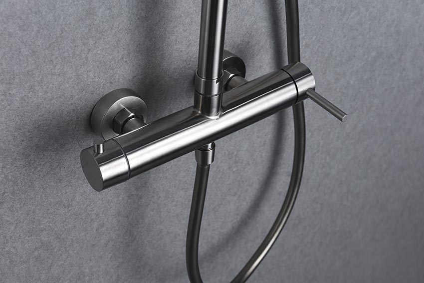 Moscow Single Lever Shower Set Stainless Steel, detail view