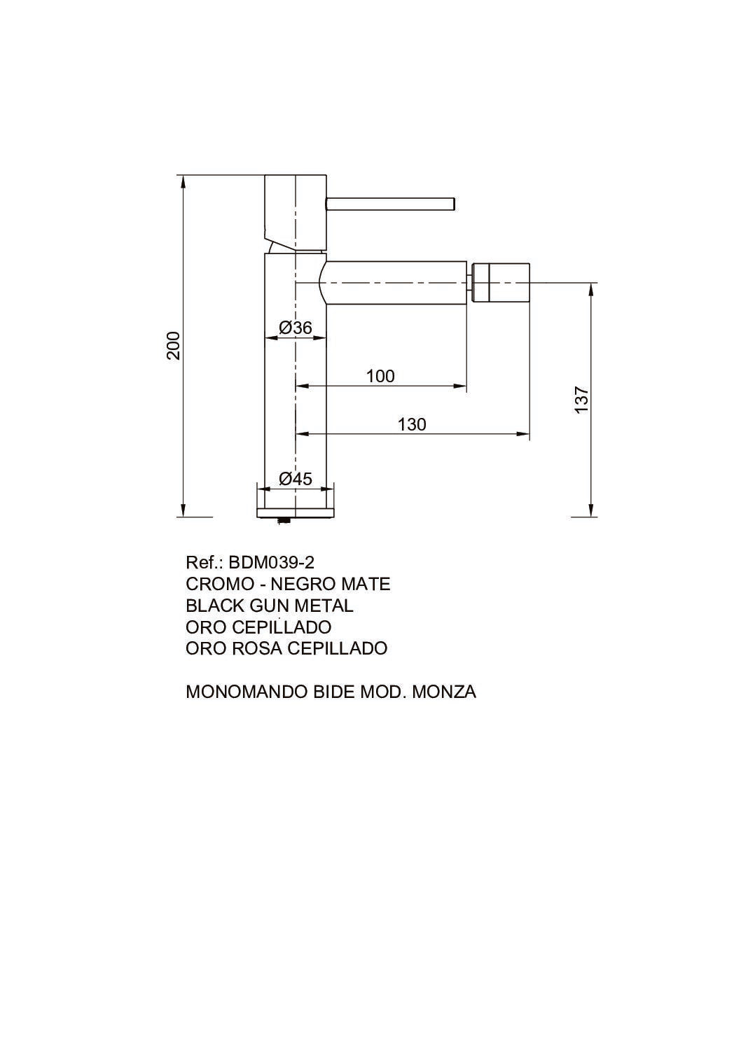 Monza Brushed Rose Gold Bidet Mixer Faucet, view 3