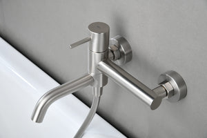 Monza Brushed Nickel Bath Shower Mixer Set, mixer detail