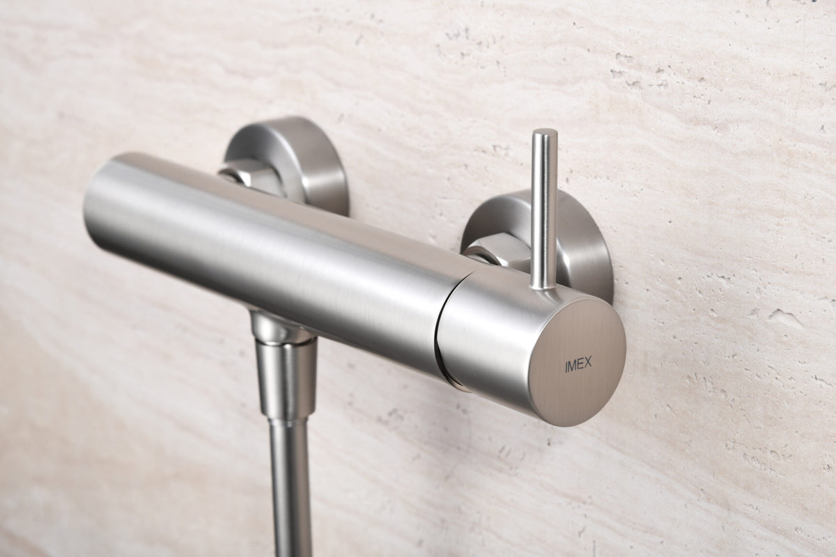 Monza Brushed Nickel Shower Kit Single Handle Mixer, mixer detail