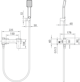 Black Gun Metal Single Lever Shower Kit Modern Design, view 6