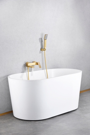 Brushed Gold Single Lever Shower Set Modern Bath Kit, in a bathroom setting
