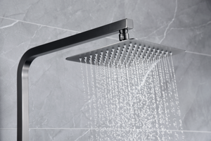 Black Gun Metal Single Handle Shower Set, rain head detail