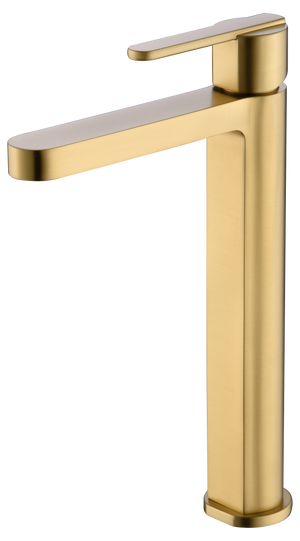 Brushed Gold Tall Basin Mixer Faucet Modern Design, view 2