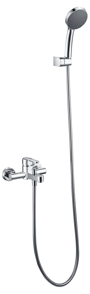 Chrome Single Handle Shower Set Modern Minimalist Design, view 2