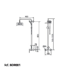 Chrome Single Handle Shower Set Modern Minimalist Design, view 3