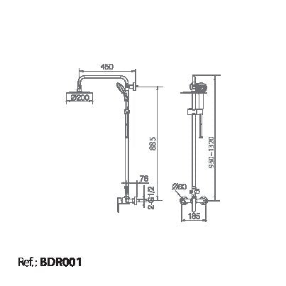 Chrome Single Handle Shower Set Modern Minimalist Design, view 3