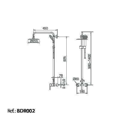 Roma Brushed Gold Single Handle Shower Set, view 3