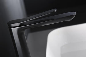 Matte Black Tall Sink Mixer Faucet Modern Design, detail view