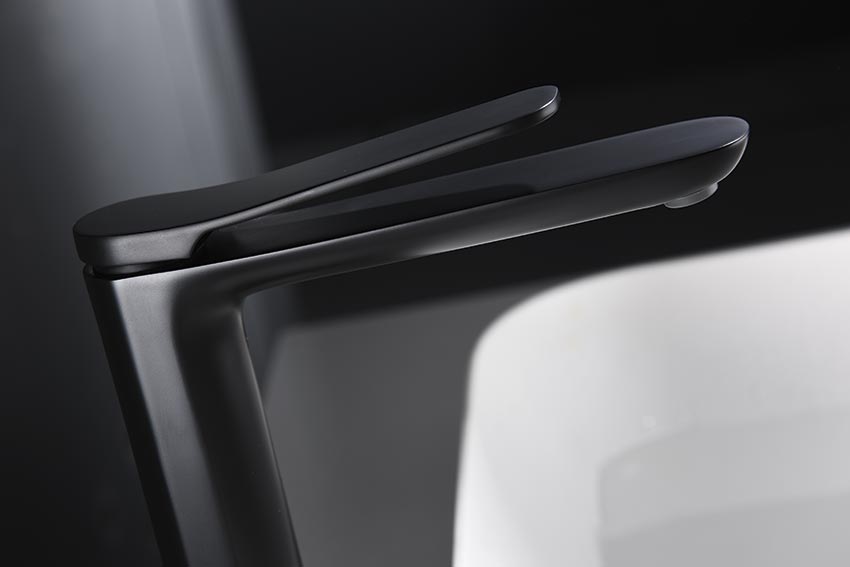 Matte Black Tall Sink Mixer Faucet Modern Design, detail view