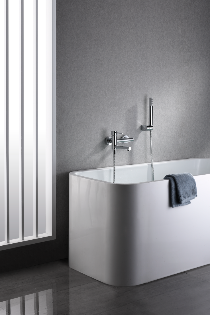 Chrome Shower Faucet Set Modern Bathroom Design, in a bathroom setting