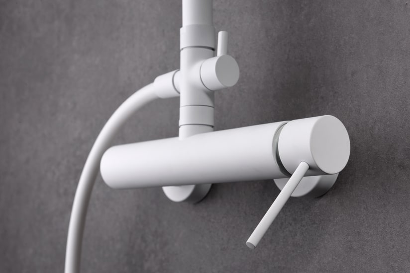 Milos Matte White Single Handle Shower Set, detail view