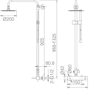 Chrome Single Lever Shower Set Modern Design, view 4