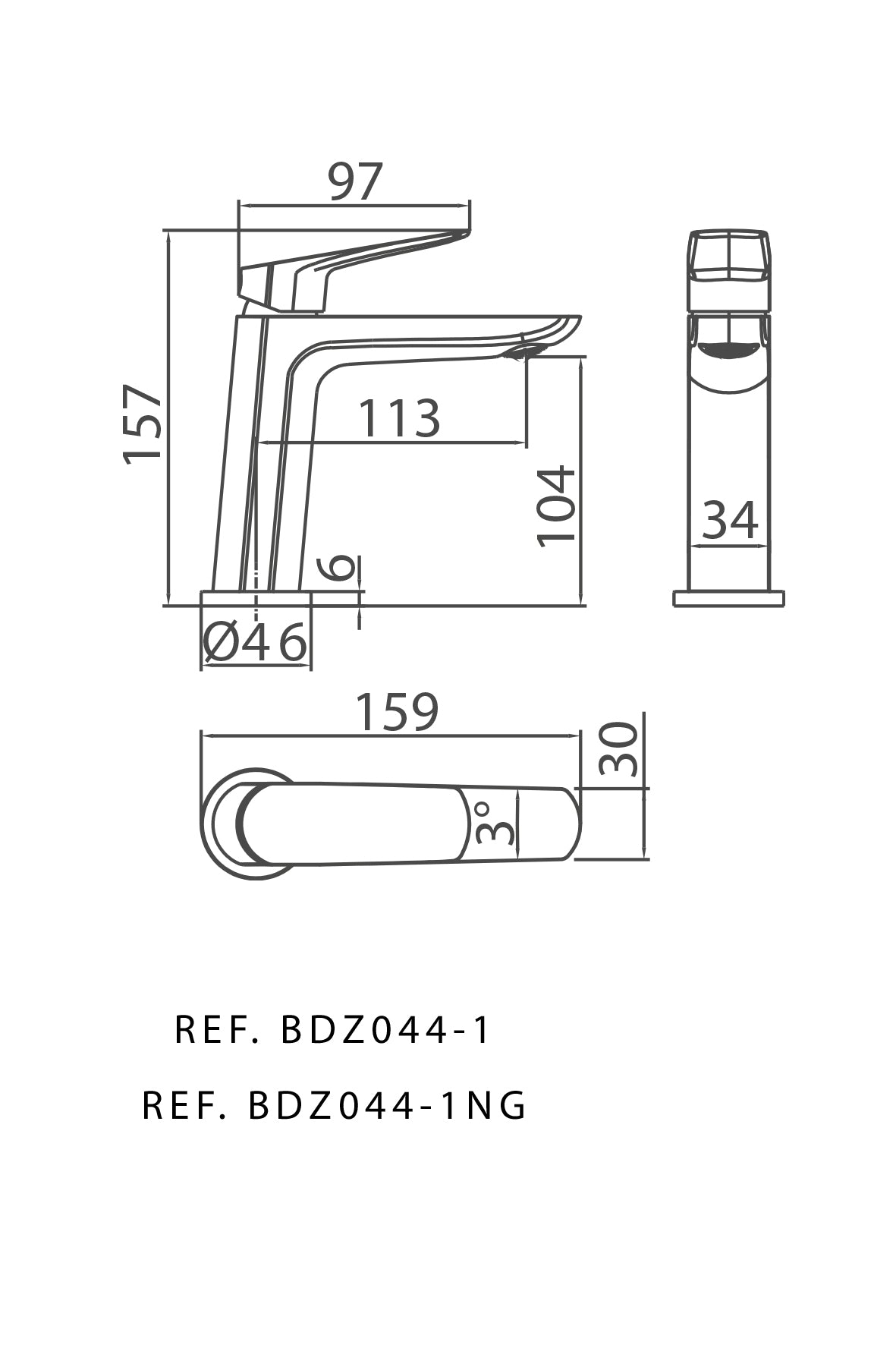 Chrome Single Lever Basin Mixer Faucet, view 4