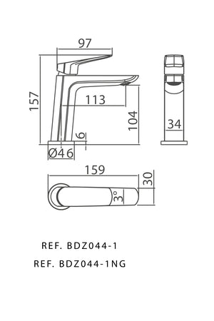 Chrome Single Lever Basin Mixer Faucet, view 4