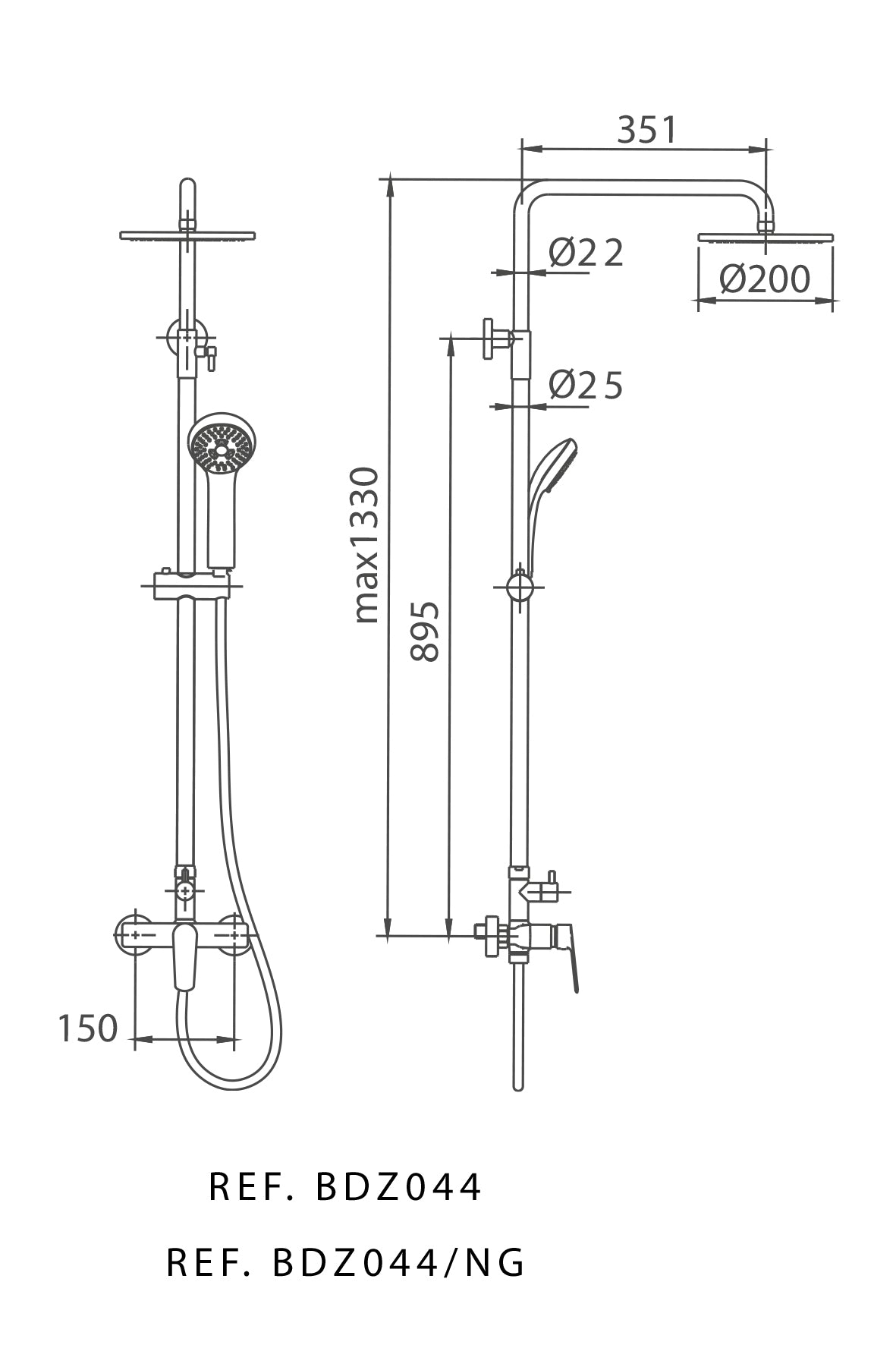 Chrome Single Lever Shower Set Modern Minimalist Design, view 5