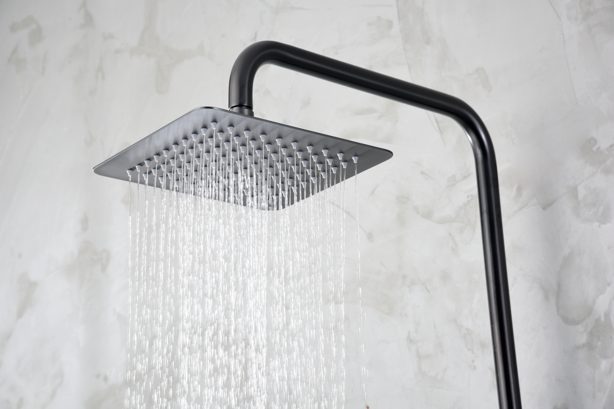 Art Black Gun Metal Thermostatic Shower Set, rain head detail