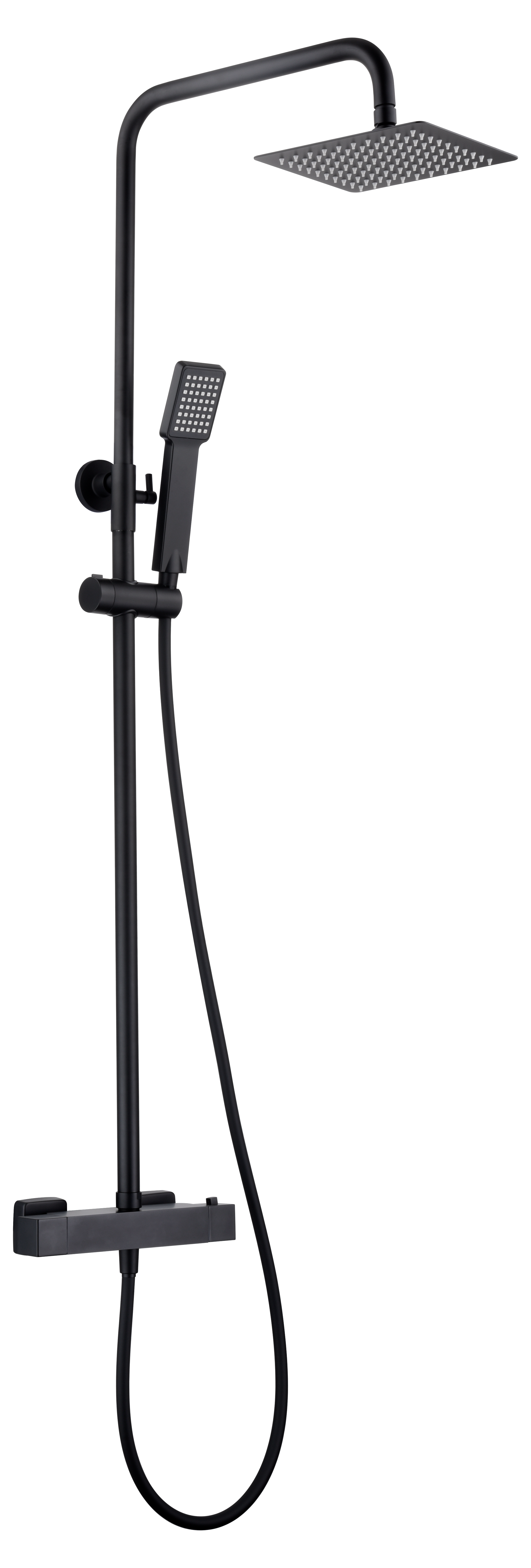 Matte Black Thermostatic Shower Set Contemporary Design, view 2