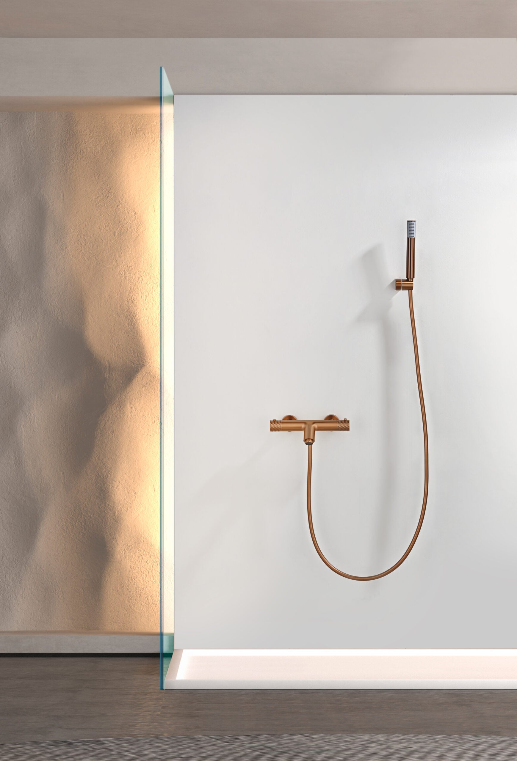 Bless Brushed Rose Gold Thermostatic Bath and Shower Kit, view 3