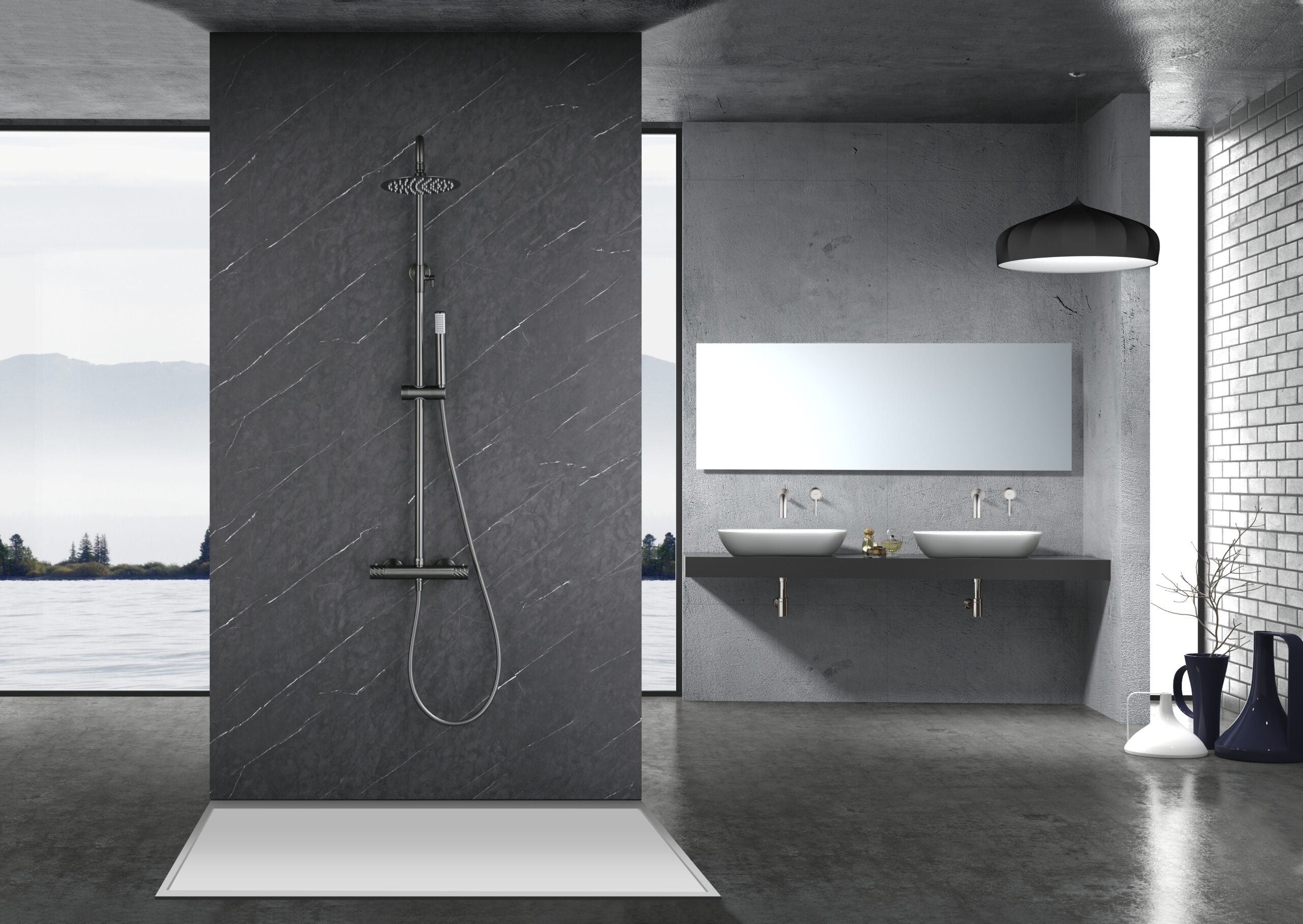 Bless Black Gun Metal Thermostatic Shower Set, view 3