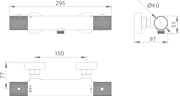 Brushed Rose Gold Thermostatic Shower Kit, view 4