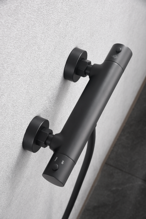 Monza Matte Black Thermostatic Shower Kit, detail view