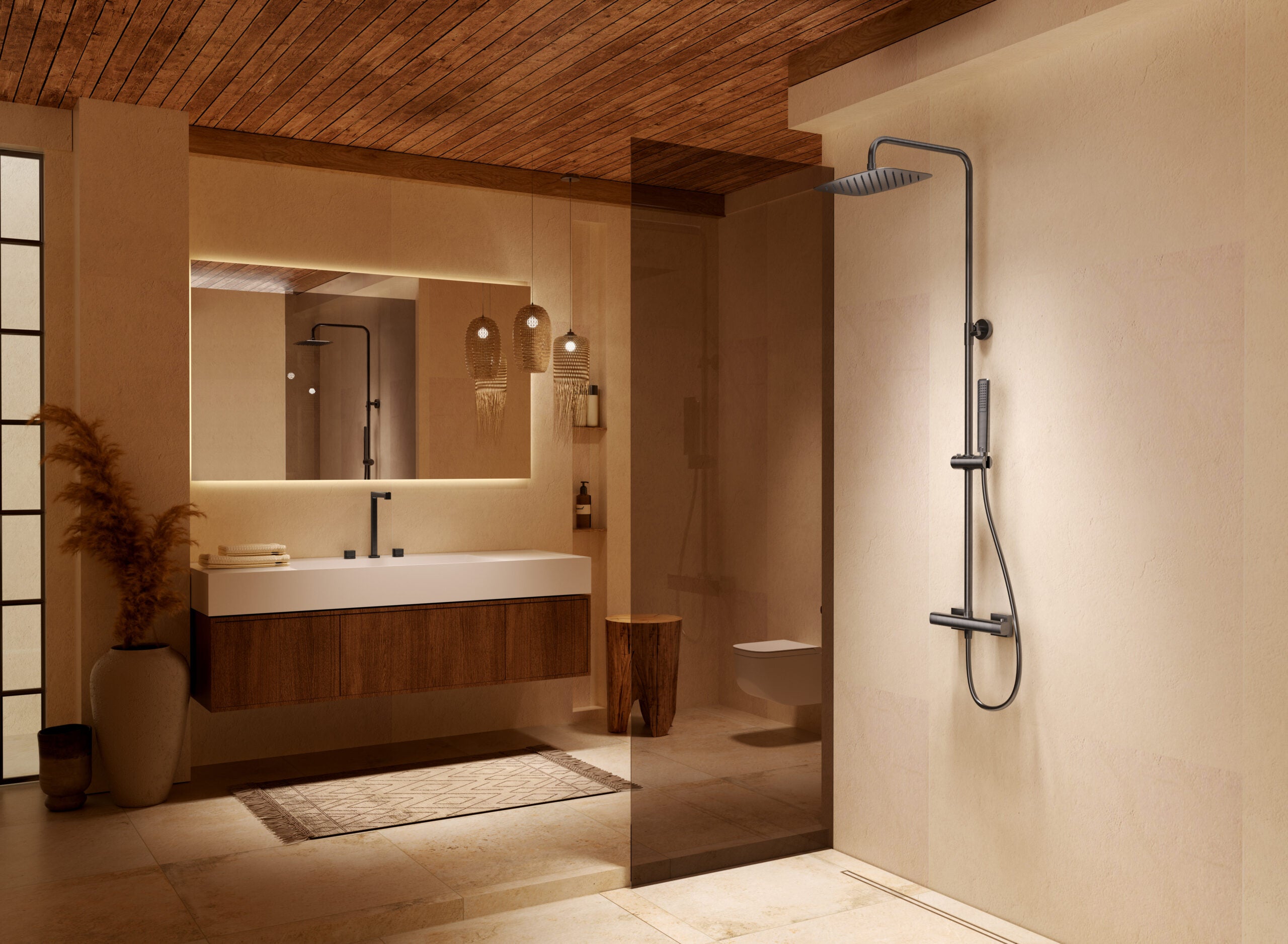 Firenze Matte Black Thermostatic Shower Set, view 6