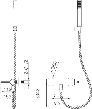 Genova Brushed Gold Thermostatic Shower Kit, view 3