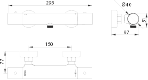 Matte Black Thermostatic Shower Kit Genova Series, view 4