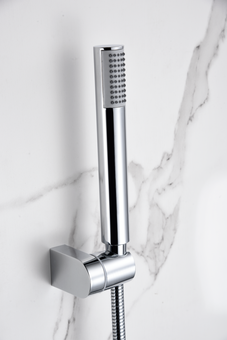 Chrome Thermostatic Shower Kit Modern Minimalist Design, handle detail