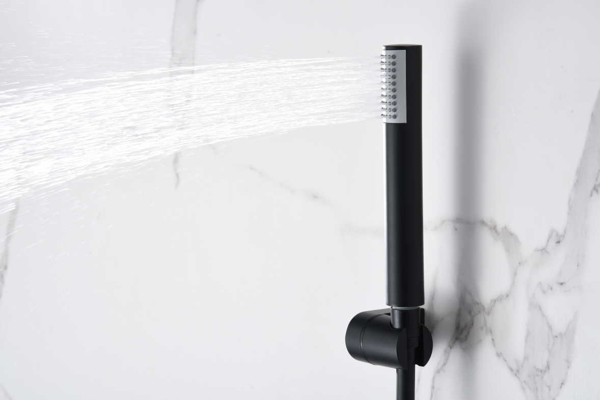 Matte Black Thermostatic Shower Kit Genova Series, handle detail