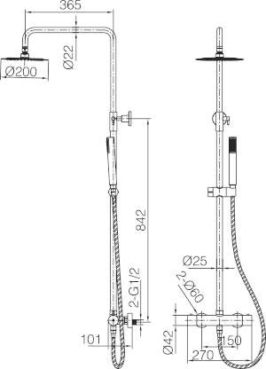 Chrome Thermostatic Shower Set with Temperature Control, view 5