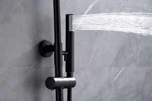 Matte Black Thermostatic Shower Set Genova, handle detail