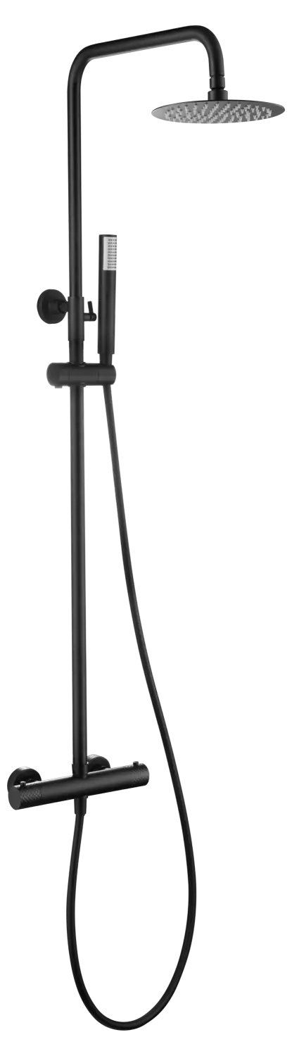 Conjunto Ducha Termostático Génova Negro Mate