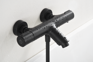 Matte Black Thermostatic Shower Kit with Eco-Valve, mixer detail