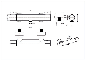 Matte Black Thermostatic Shower Kit Modern Design, view 4