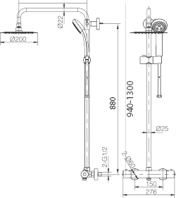 Chrome Thermostatic Shower Set with 20cm Round Head, view 4