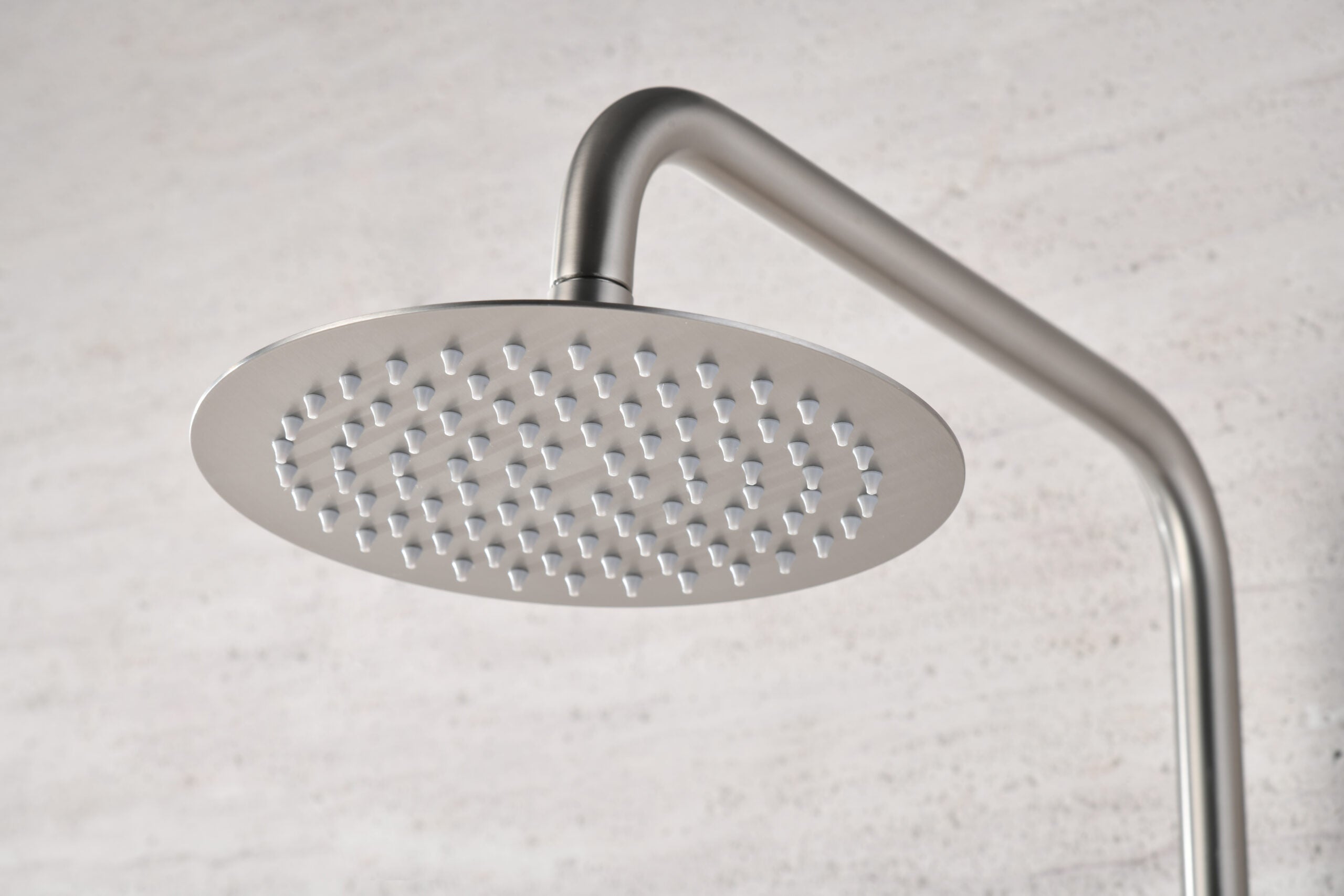 Brushed Nickel Thermostatic Shower Set Monza, rain head detail