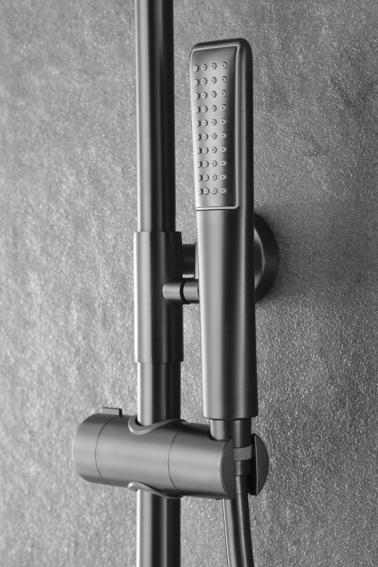 Black Gun Metal Thermostatic Shower Set, handle detail