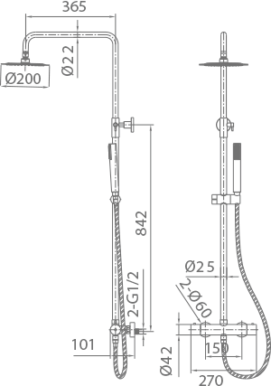 Chrome Thermostatic Shower Set with Temperature Control, view 5