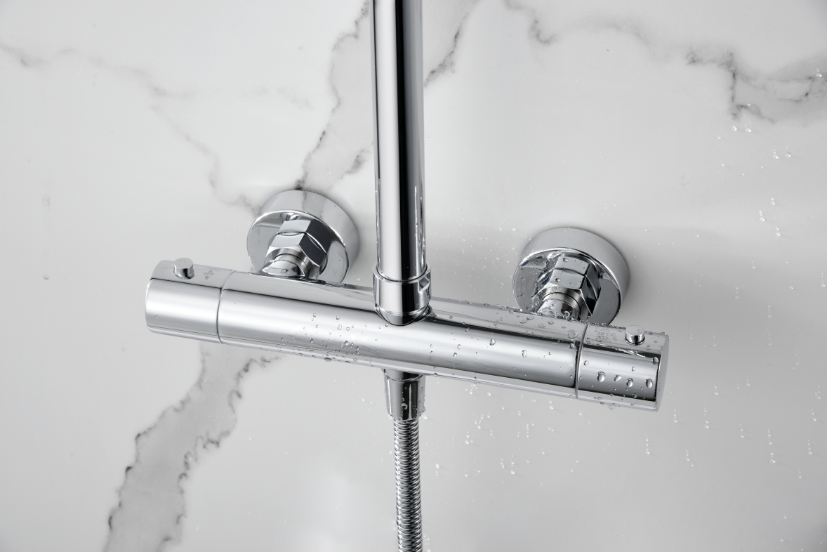 Chrome Thermostatic Shower Set with Temperature Control, mixer detail