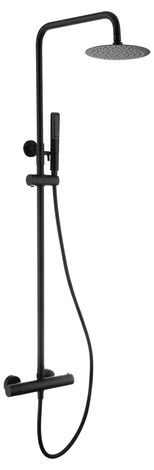 Conjunto Ducha Termostático Nápoles Negro Mate