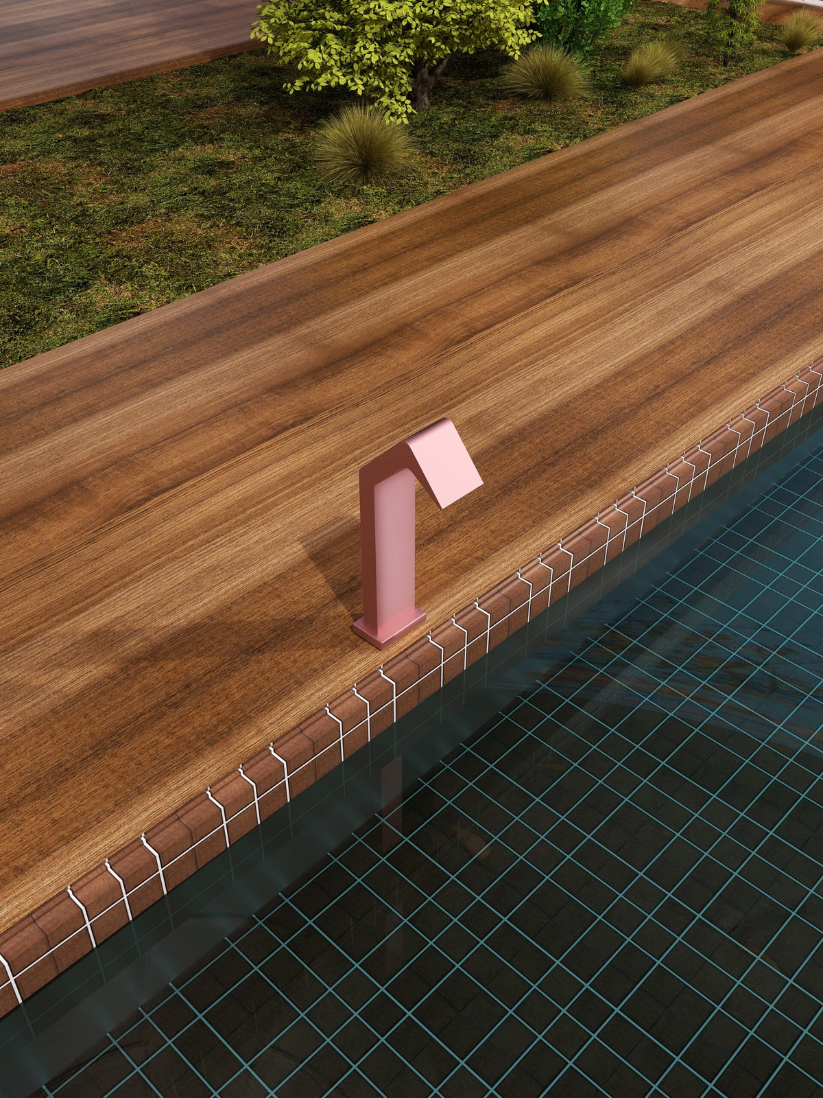 Coral Pink Pool Waterfall Stainless Steel 316, detail view