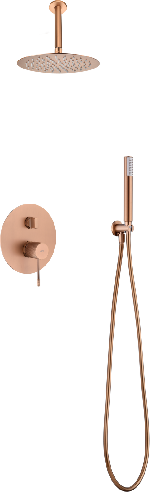 Conjunto Ducha Monomando Empotrado Top Oro Rosa Cepillado