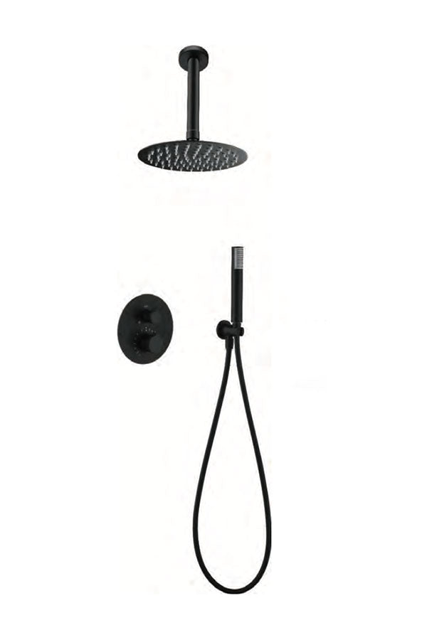 Matte Black Thermostatic Built-in Shower Set, view 2