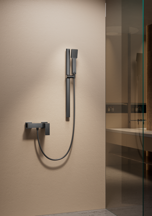 Drava Brushed Nickel Sliding Shower Rail with Hand Shower Holder, view 4