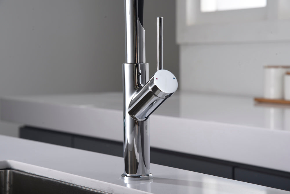 Sena Chrome Kitchen Faucet Modern Minimalist Design, view 5